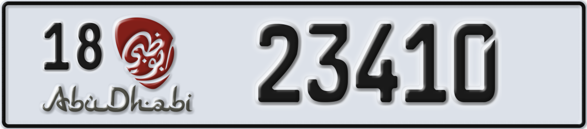 abu dhabi License Plate Number 23410 Code 18