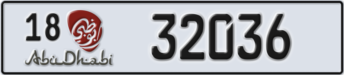 abu dhabi License Plate Number 32036 Code 18
