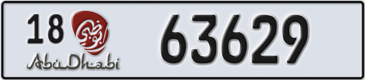 abu dhabi License Plate Number 63629 Code 18