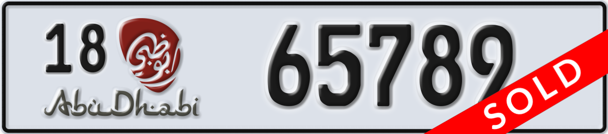 abu dhabi License Plate Number 65789 Code 18
