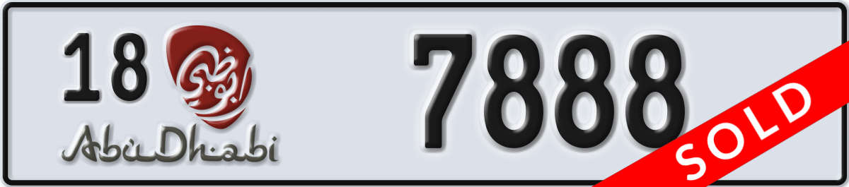 abu dhabi License Plate Number 7888 Code 18