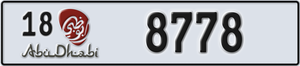 abu dhabi License Plate Number 8778 Code 18