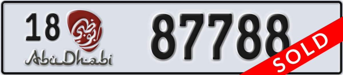 abu dhabi License Plate Number 87788 Code 18