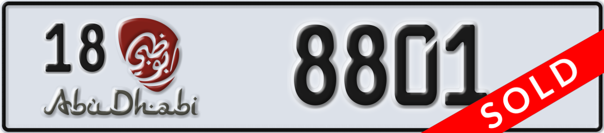 abu dhabi License Plate Number 8801 Code 18