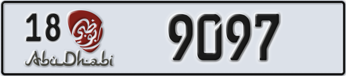 abu dhabi License Plate Number 9097 Code 18