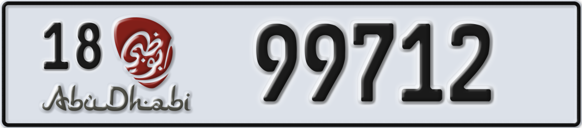 abu dhabi License Plate Number 99712 Code 18