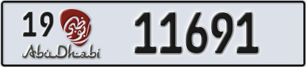 abu dhabi License Plate Number 11691 Code 19