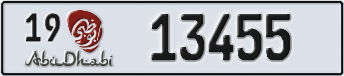 abu dhabi License Plate Number 13455 Code 19
