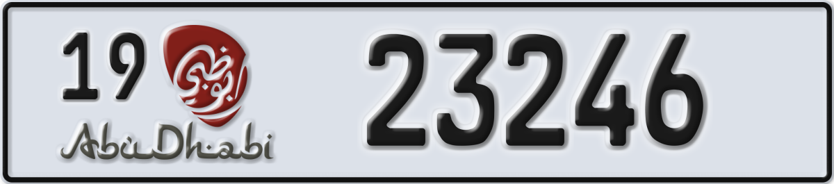 abu dhabi License Plate Number 23246 Code 19