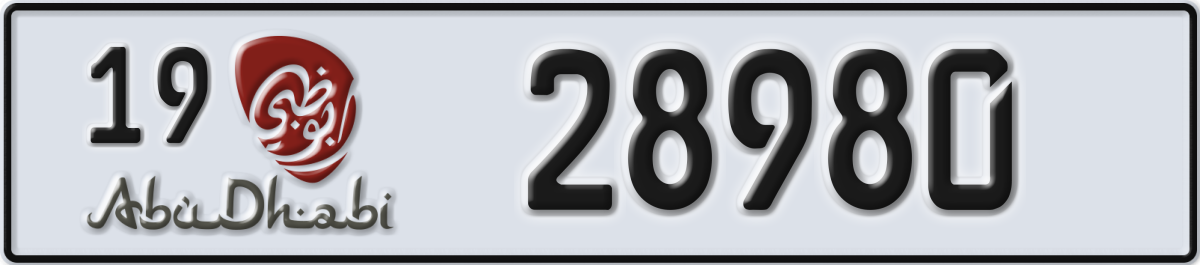 abu dhabi License Plate Number 28980 Code 19