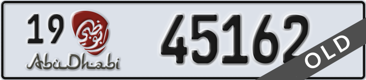 abu dhabi License Plate Number 45162 Code 19