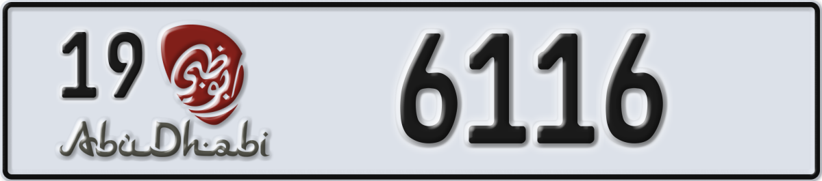 abu dhabi License Plate Number 6116 Code 19