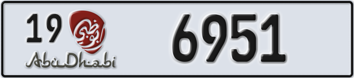 abu dhabi License Plate Number 6951 Code 19
