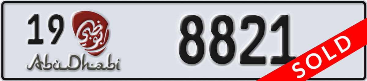 abu dhabi License Plate Number 8821 Code 19
