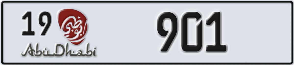 abu dhabi License Plate Number 901 Code 19