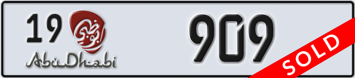 abu dhabi License Plate Number 909 Code 19