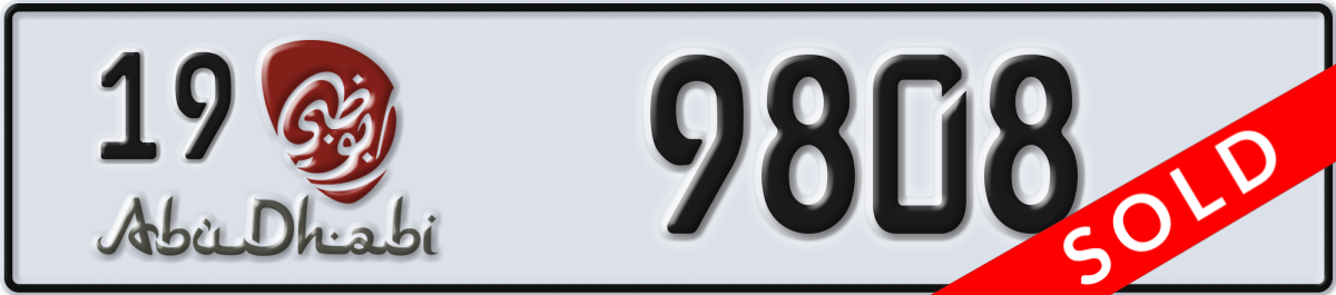 abu dhabi License Plate Number 9808 Code 19