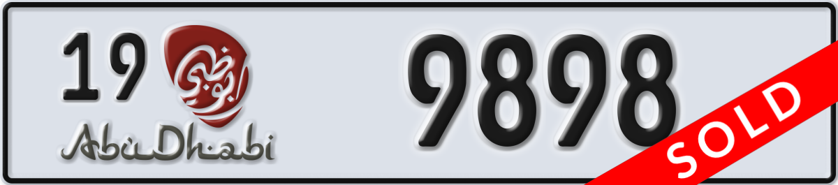 abu dhabi License Plate Number 9898 Code 19