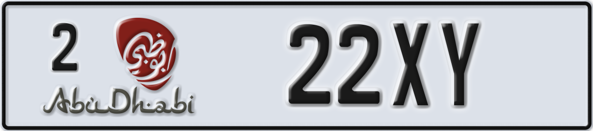 abu dhabi License Plate Number 22XY Code 2