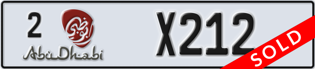 abu dhabi License Plate Number X212 Code 2