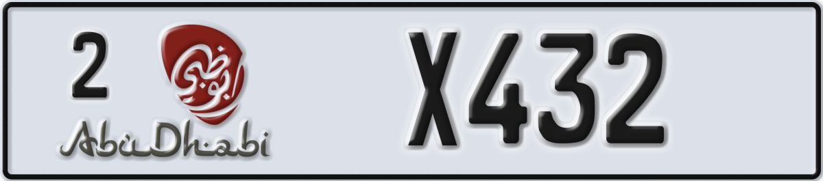 abu dhabi License Plate Number X432 Code 2