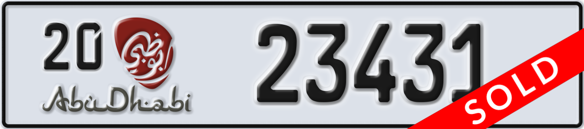 abu dhabi License Plate Number 23431 Code 20