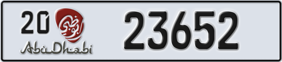 abu dhabi License Plate Number 23652 Code 20