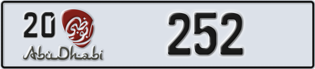abu dhabi License Plate Number 252 Code 20