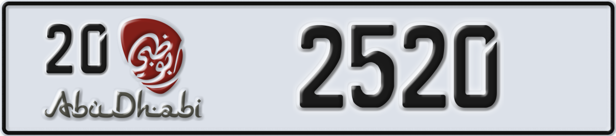 abu dhabi License Plate Number 2520 Code 20