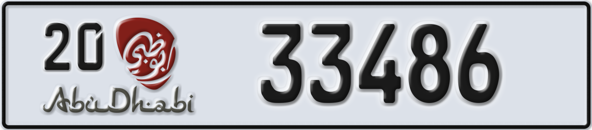 abu dhabi License Plate Number 33486 Code 20
