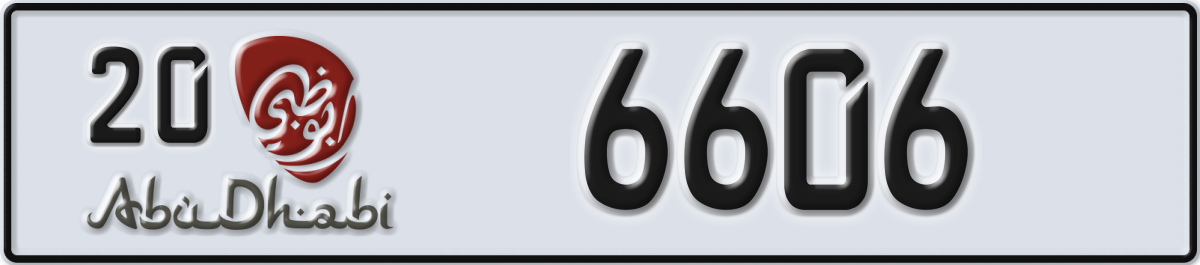 abu dhabi License Plate Number 6606 Code 20