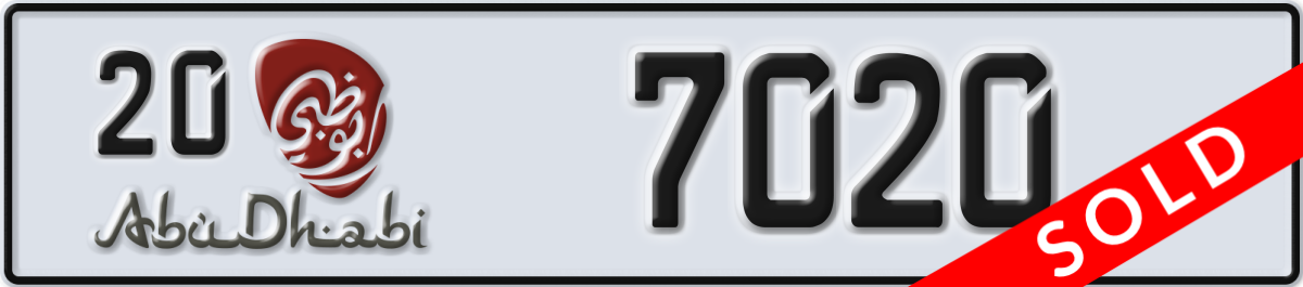 abu dhabi License Plate Number 7020 Code 20