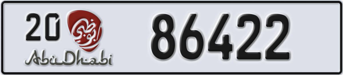 abu dhabi License Plate Number 86422 Code 20