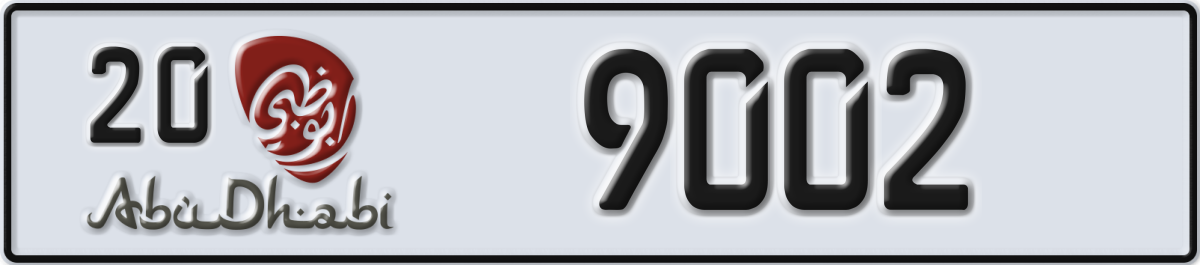 abu dhabi License Plate Number 9002 Code 20