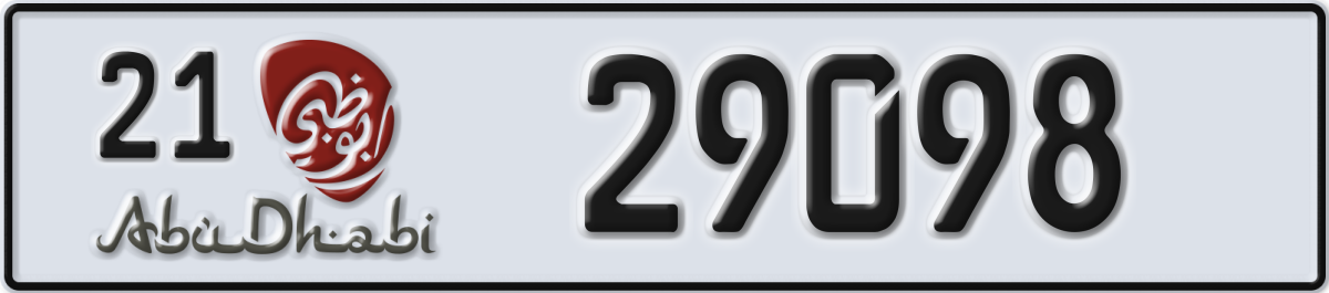 abu dhabi License Plate Number 29098 Code 21