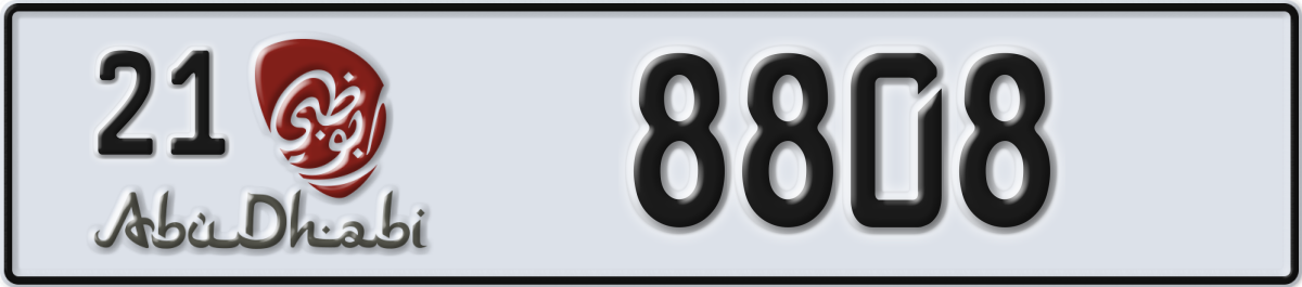 abu dhabi License Plate Number 8808 Code 21