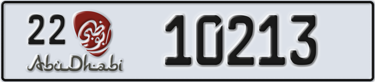 abu dhabi License Plate Number 10213 Code 22