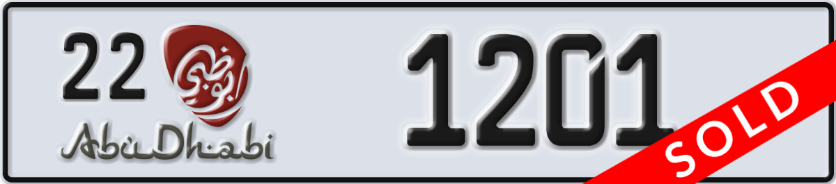 abu dhabi License Plate Number 1201 Code 22