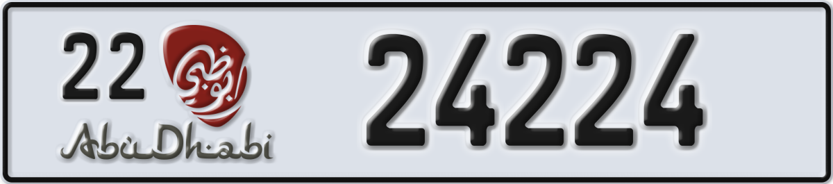 abu dhabi License Plate Number 24224 Code 22