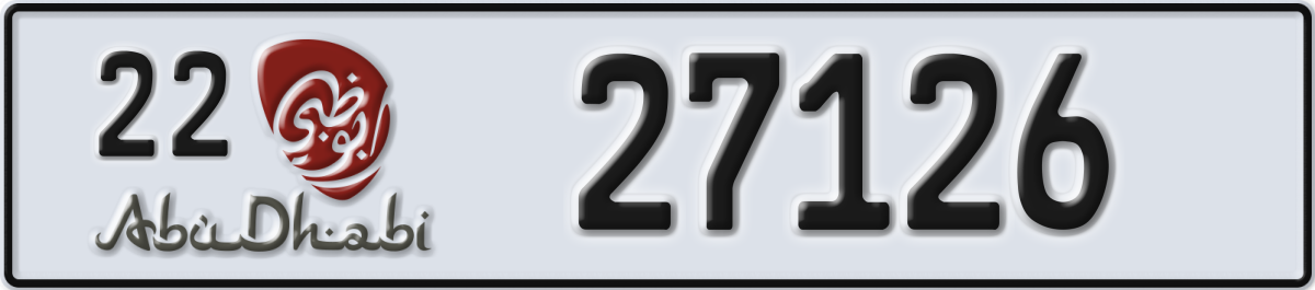 abu dhabi License Plate Number 27126 Code 22