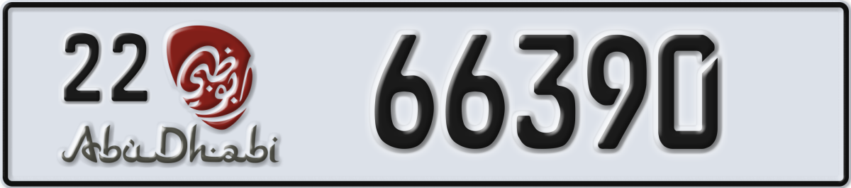 abu dhabi License Plate Number 66390 Code 22