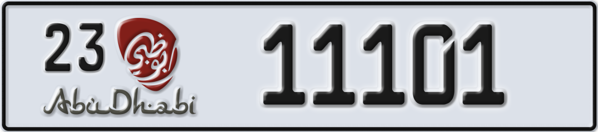 abu dhabi License Plate Number 11101 Code 23
