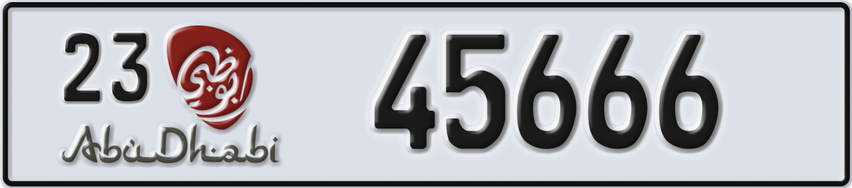 abu dhabi License Plate Number 45666 Code 23