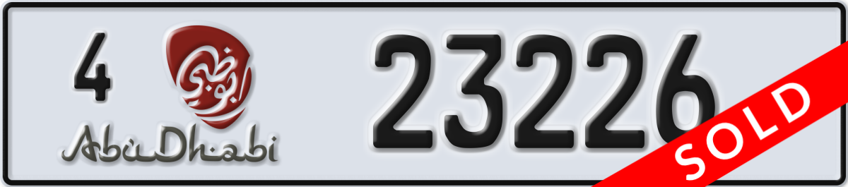 abu dhabi License Plate Number 23226 Code 4