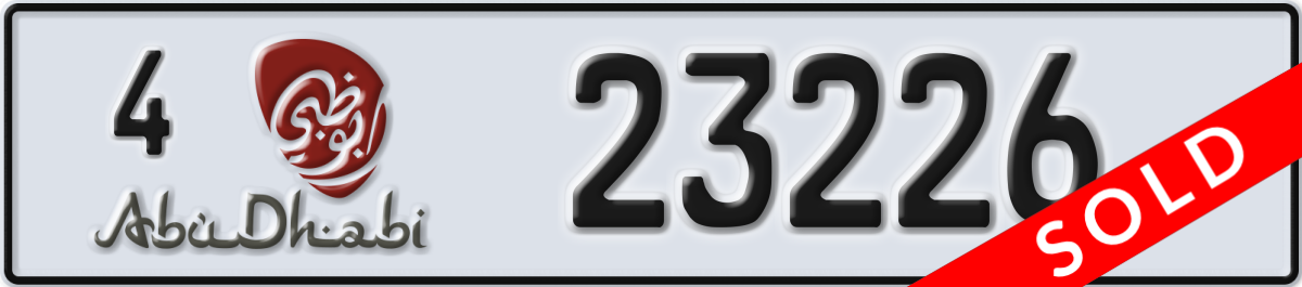 abu dhabi License Plate Number 23226 Code 4