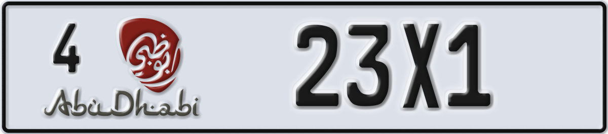 abu dhabi License Plate Number 23X1 Code 4