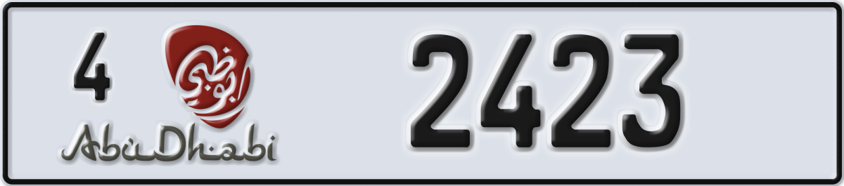 abu dhabi License Plate Number 2423 Code 4