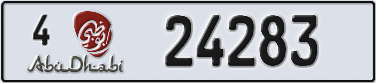 abu dhabi License Plate Number 24283 Code 4
