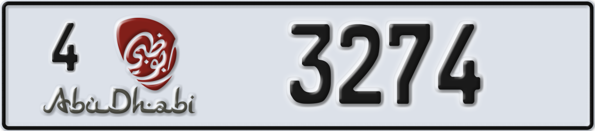 abu dhabi License Plate Number 3274 Code 4