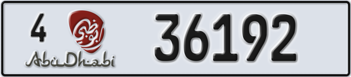 abu dhabi License Plate Number 36192 Code 4